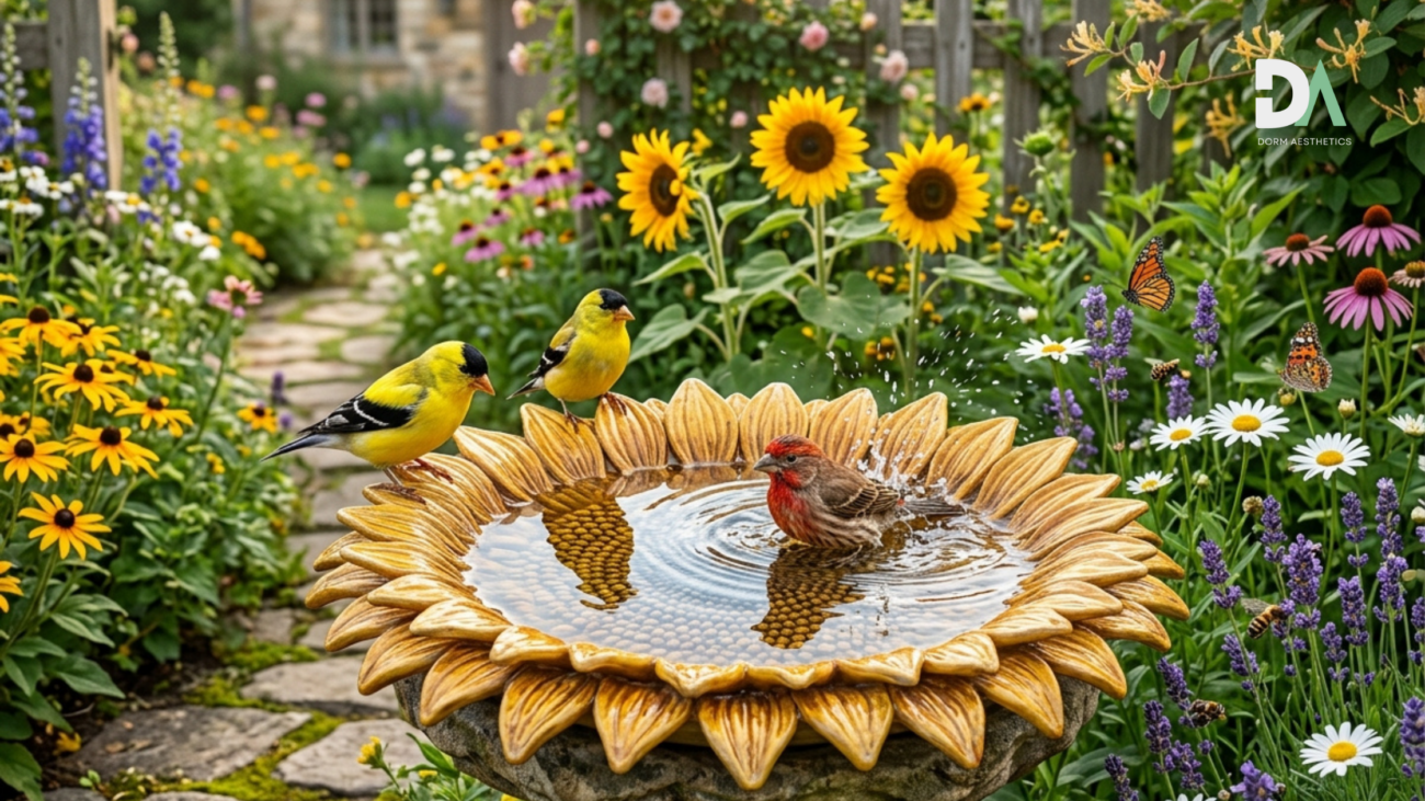 sunflower bird bath ideas