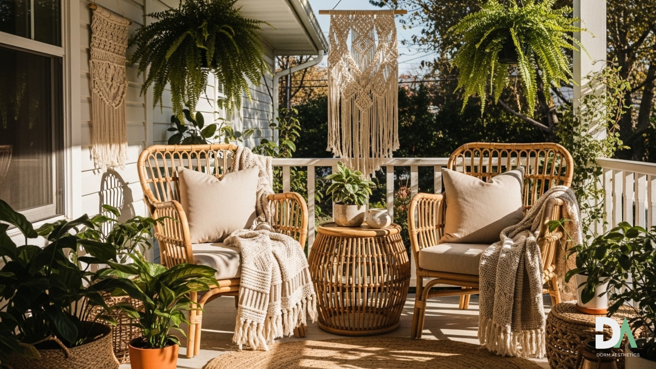 bohemian porch styling