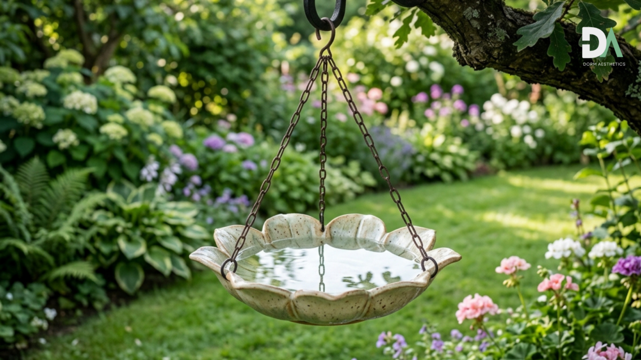 hanging flower bird bath