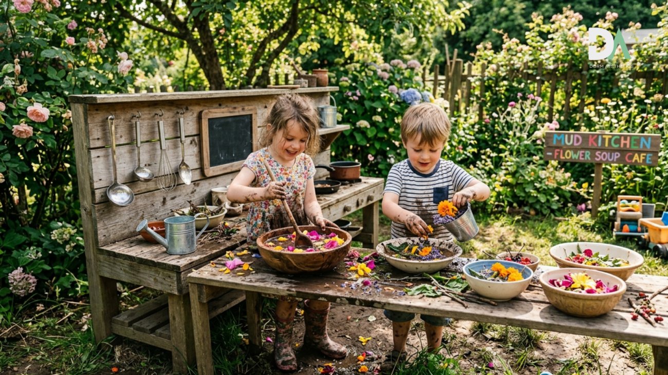 Outdoor mud kitchen activities