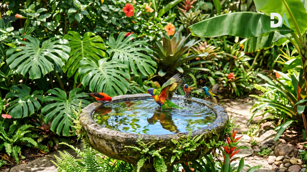 Outdoor bird bath decor
